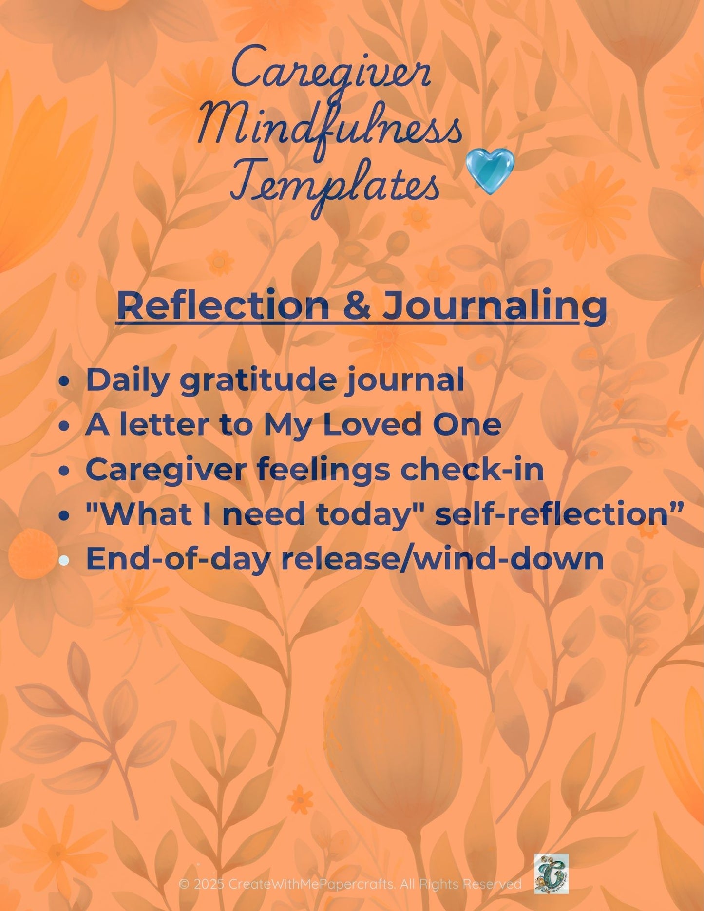 Caregiver Mindfulness Templates — Reflection & Journaling (24 pgs)